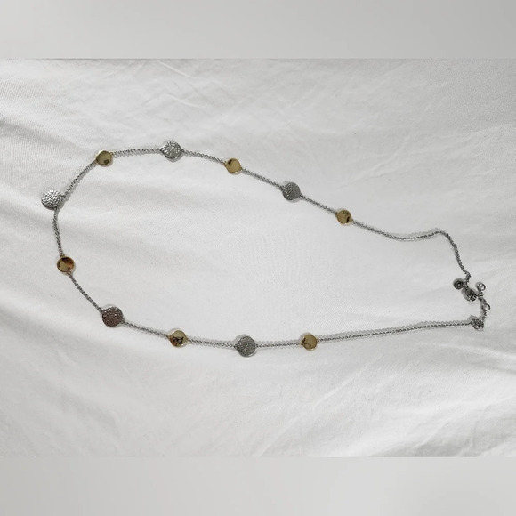 Talbots Long, Two Toned coin Necklace - Picture 4 of 6